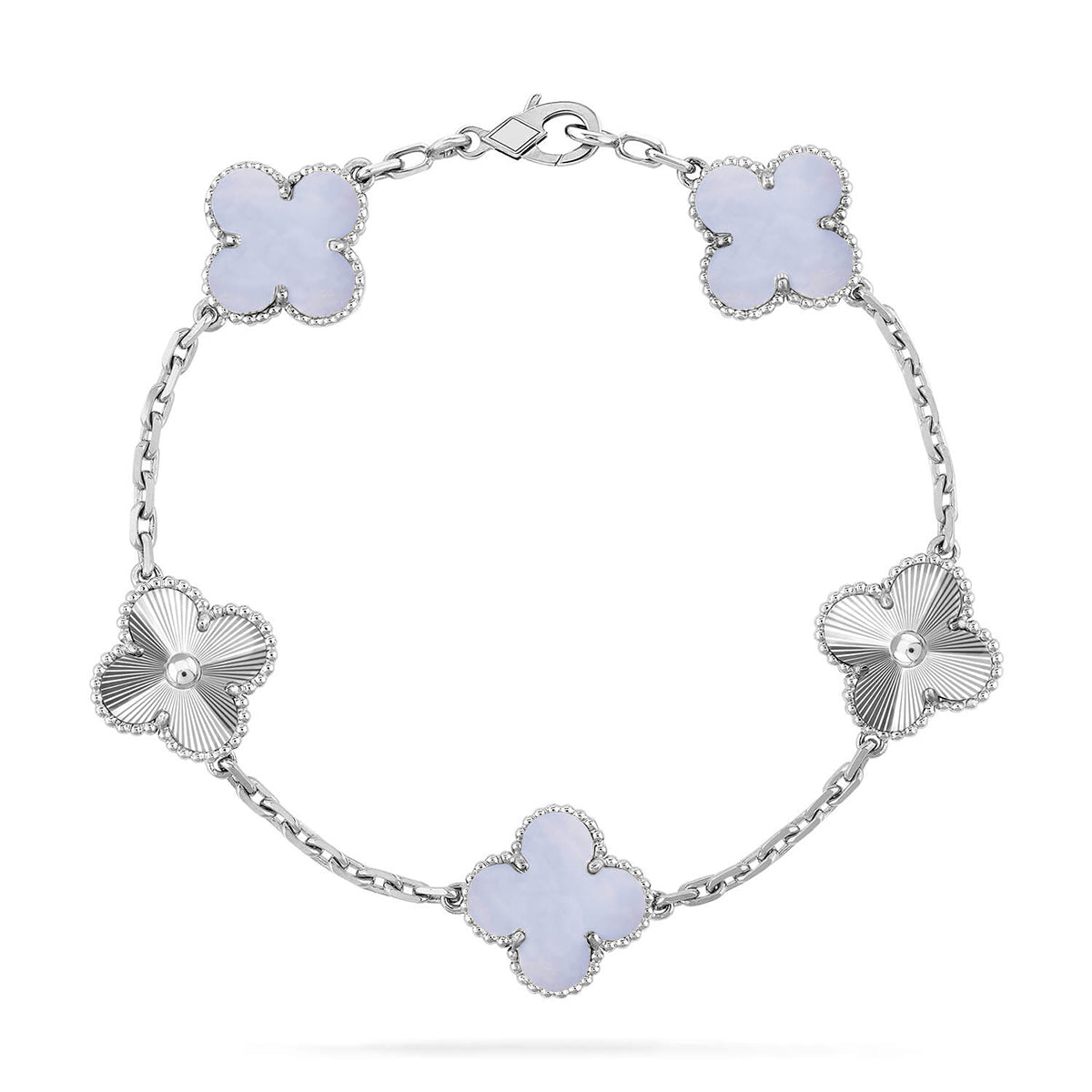 [⭐Luxery] CLOVER 5 MOTIF PURPLE CHALCEDONY BRACELET COLLECTION