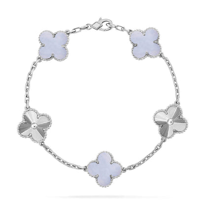 [⭐Luxery] CLOVER 5 MOTIF PURPLE CHALCEDONY BRACELET COLLECTION