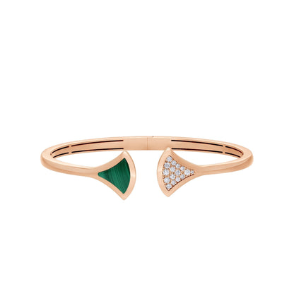 [⭐Luxery]DREAM BRACELET OPEN MALACHITE PINK GOLD