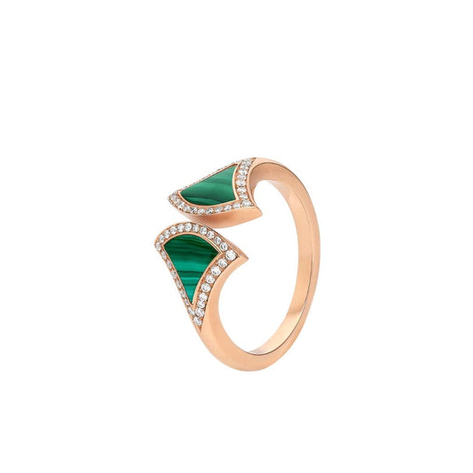[⭐Luxery]DREAM MALACHITE DIAMOND OPEN RING