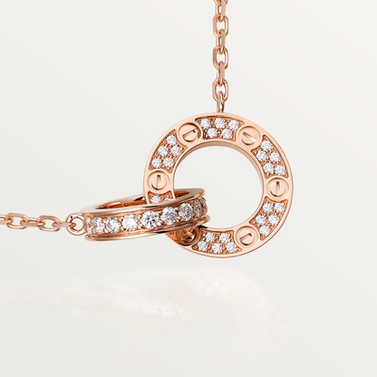 [⭐Luxery]LOVE 7.6MM NECKLACE ROSE GOLD AND SILVER  FULL DIAMOND