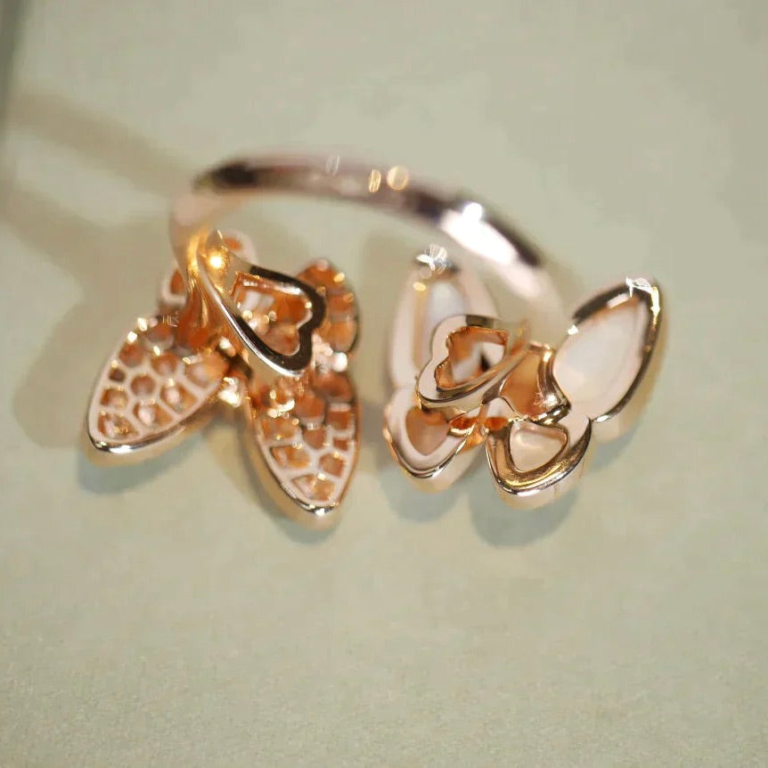 [⭐Luxery]TWIN BUTTERFLY DIAMOND MOP RING