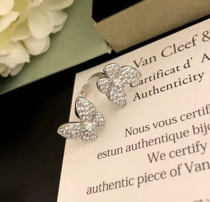 [⭐Luxery]TWIN SILVER BUTTERFLY DIAMOND RING