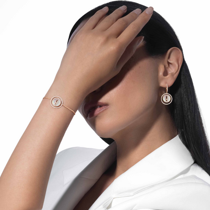 [⭐Luxery]Demo MOVE WHITE MOTHER OF PEARL PINK GOLD DIAMOND BRACELET