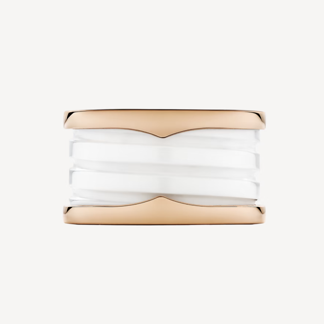 [⭐Luxery]ZERO 1 FOUR-BAND LOOPS AND WHITE CERAMIC SPIRAL PINK GOLD RING