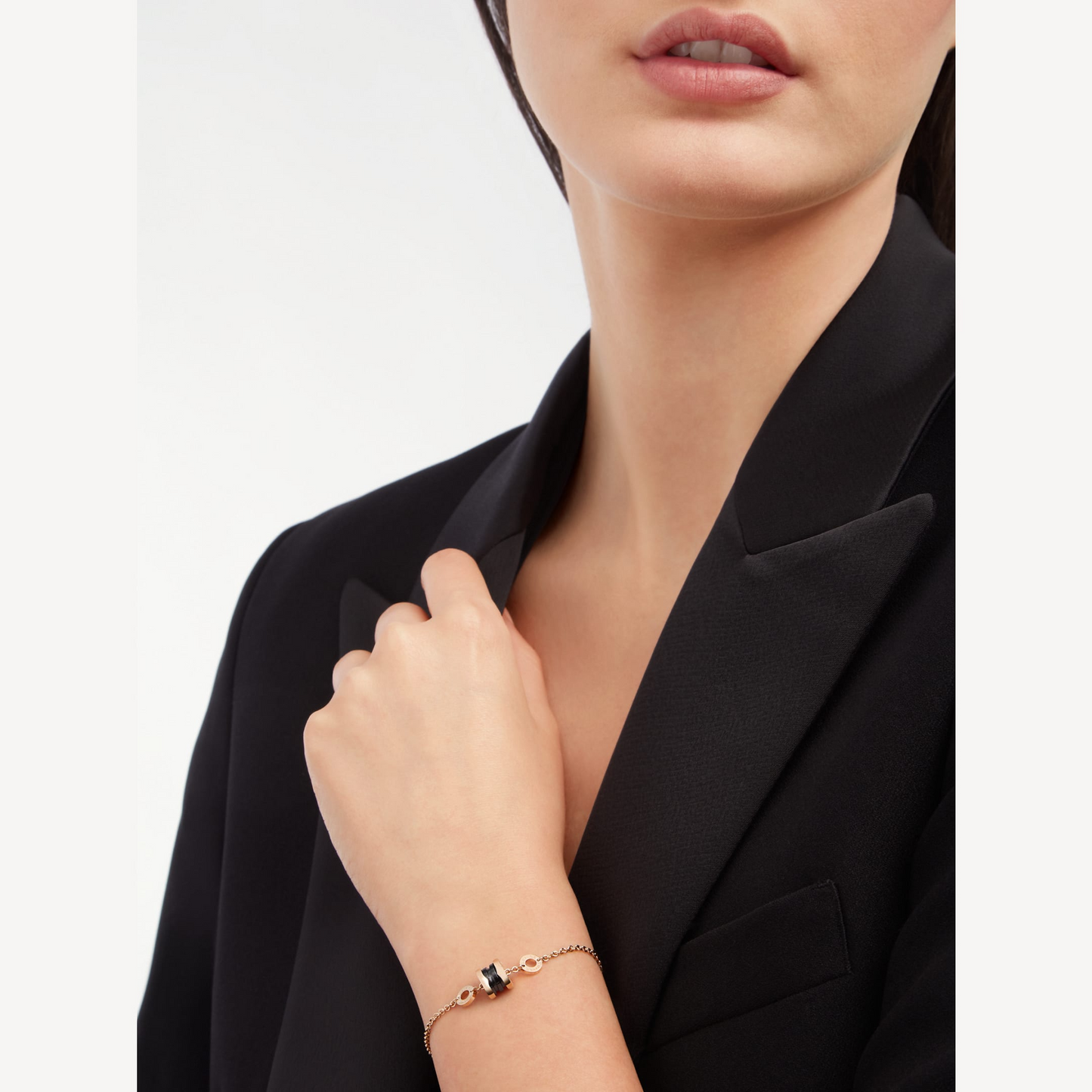 [⭐Luxery]ZERO 1 SOFT PINK GOLD AND BLACK CERAMIC BRACELET