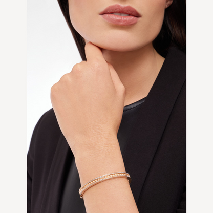 [⭐Luxery]ZERO 1 SPIRAL AND PAVED DIAMOND PINK GOLD BRACELET