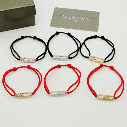 [⭐Luxery]Messika Care(s) pink cord pavé bracelet