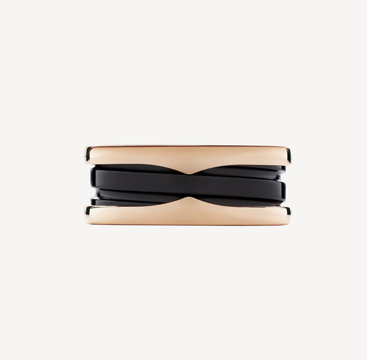 [⭐Luxery]ZERO 1 TWO-BAND LOOPS AND BLACK CERAMIC PINK GOLD RING