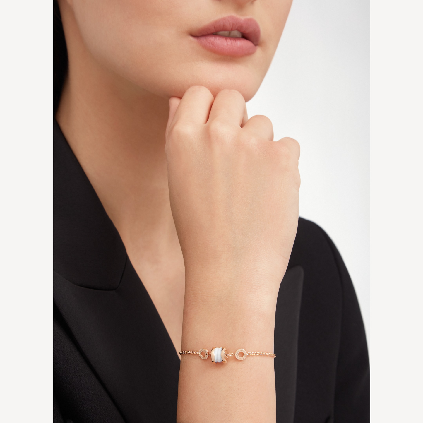 [⭐Luxery]ZERO 1 SOFT PINK GOLD AND WHITE CERAMIC BRACELET