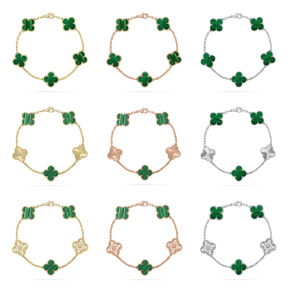 [⭐Luxery] CLOVER 5 MOTIF MALACHITE BRACELET COLLECTION