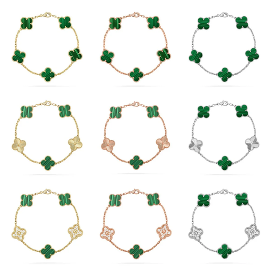 [⭐Luxery] CLOVER 5 MOTIF MALACHITE BRACELET COLLECTION