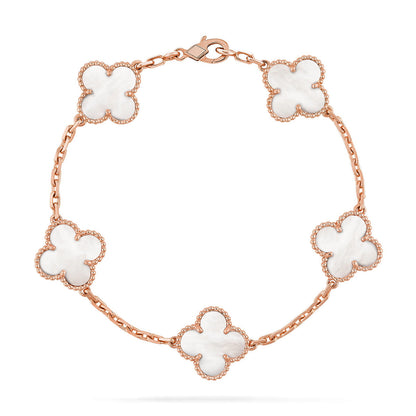 [⭐Luxery]CLOVER WHITE PEARL MOP 5 MOTIF BRACELET COLLECTION
