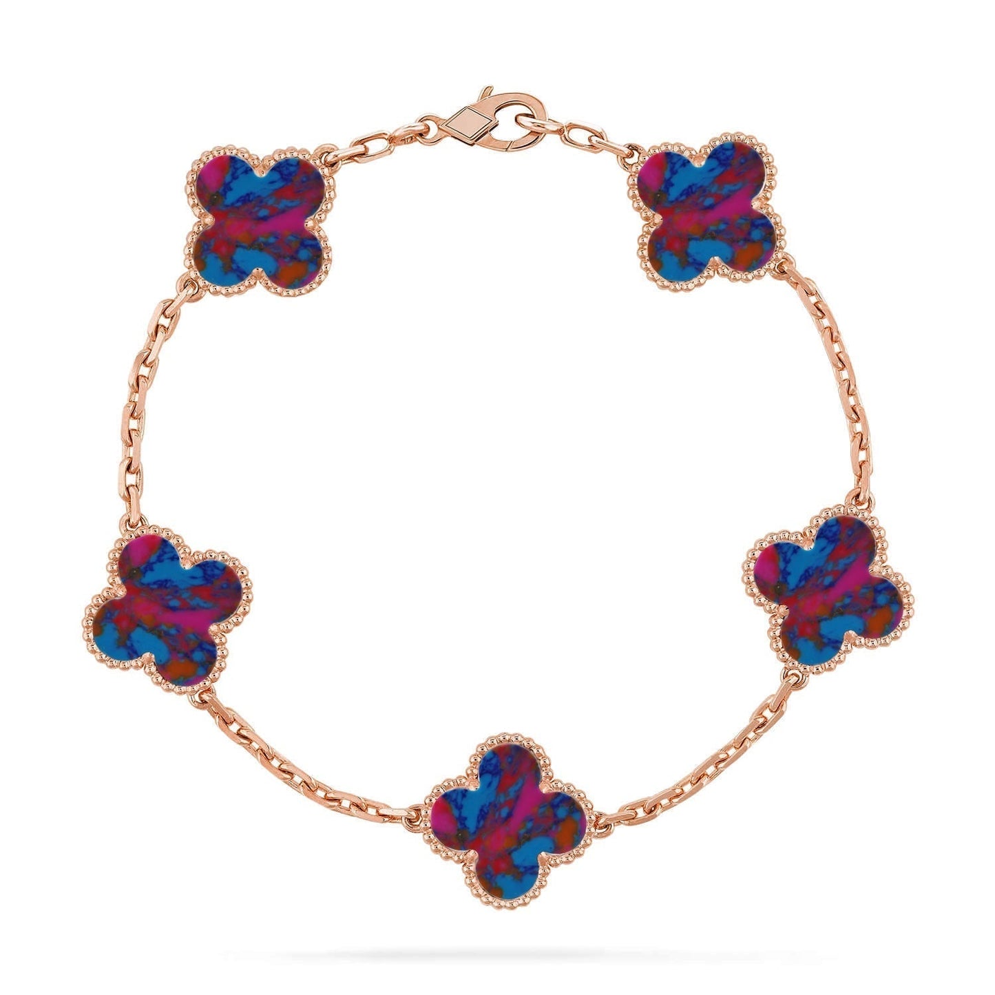 [⭐Luxery]CLOVER 5 MOTIF COLOR GEMSTONES BRACELET COLLECTION