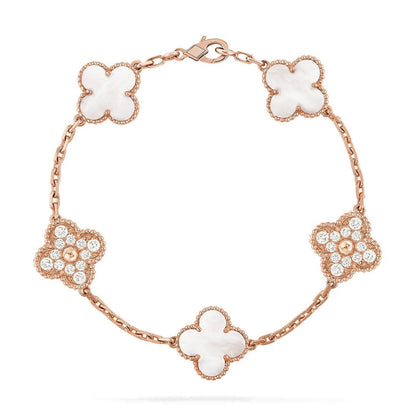 [⭐Luxery]CLOVER WHITE PEARL MOP 5 MOTIF BRACELET COLLECTION