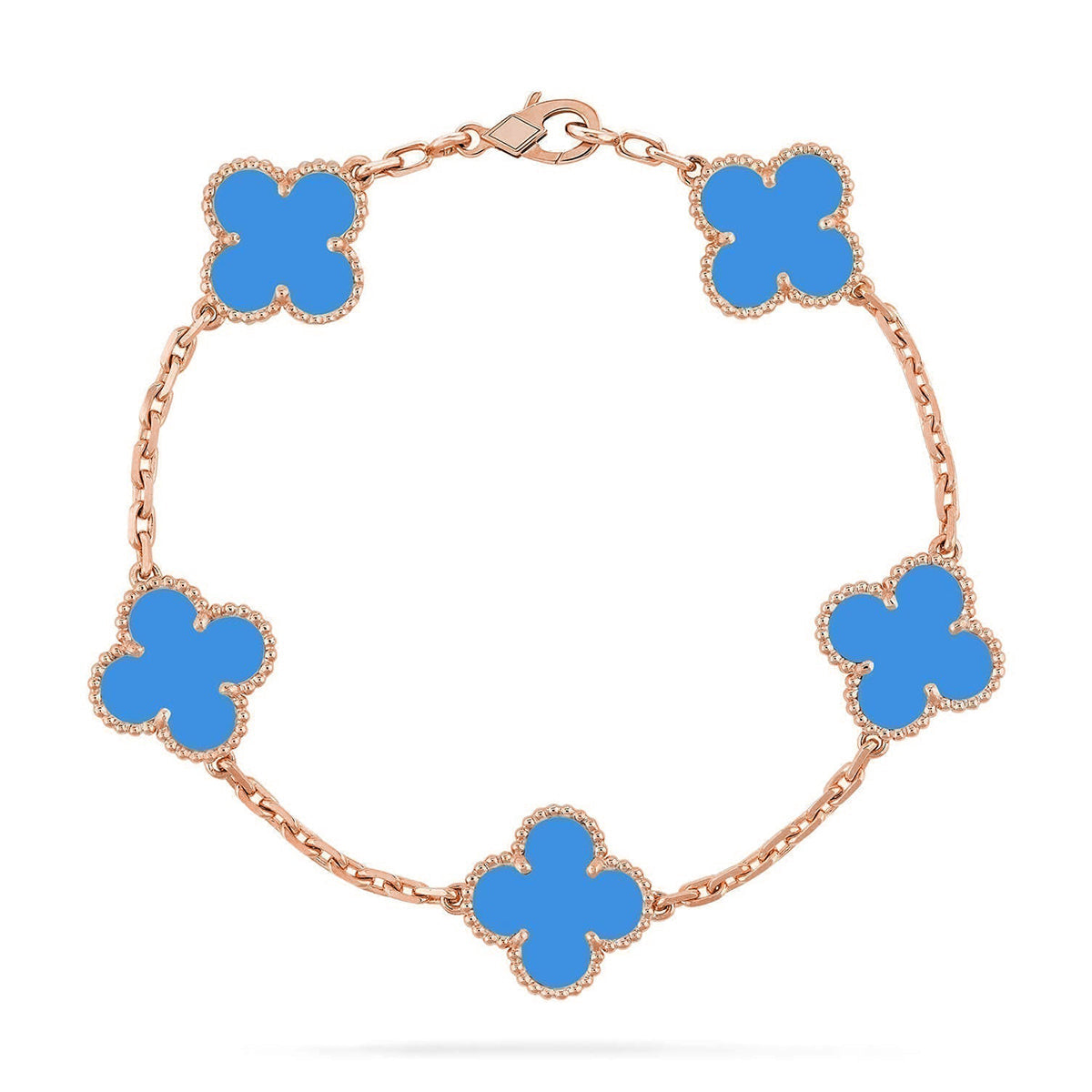 [⭐Luxery] CLOVER 5 MOTIF BLUE AGATE BRACELET COLLECTION
