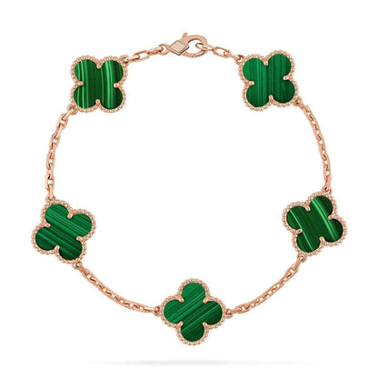 [⭐Luxery] CLOVER 5 MOTIF MALACHITE BRACELET COLLECTION