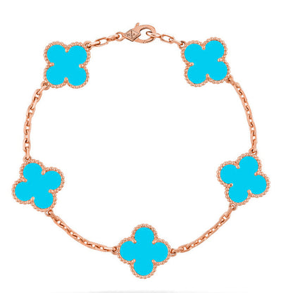 [⭐Luxery] CLOVER 5 MOTIF TURQUOISE BRACELET COLLECTION