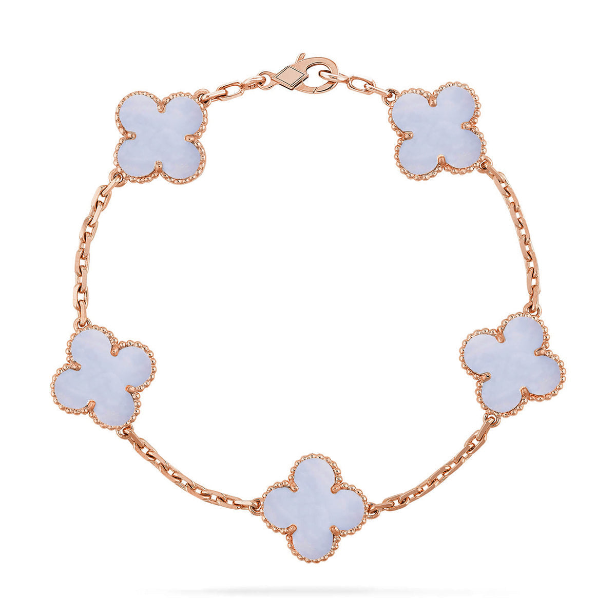 [⭐Luxery] CLOVER 5 MOTIF PURPLE CHALCEDONY BRACELET COLLECTION