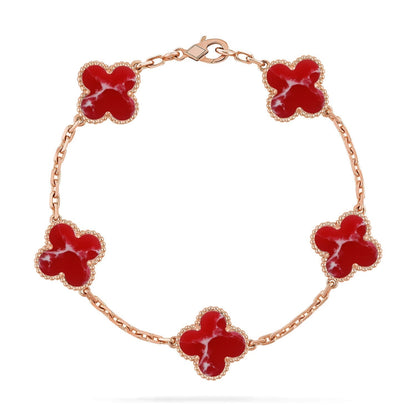 [⭐Luxery]CLOVER 5 MOTIF RED PATTERN BRACELET COLLECTION