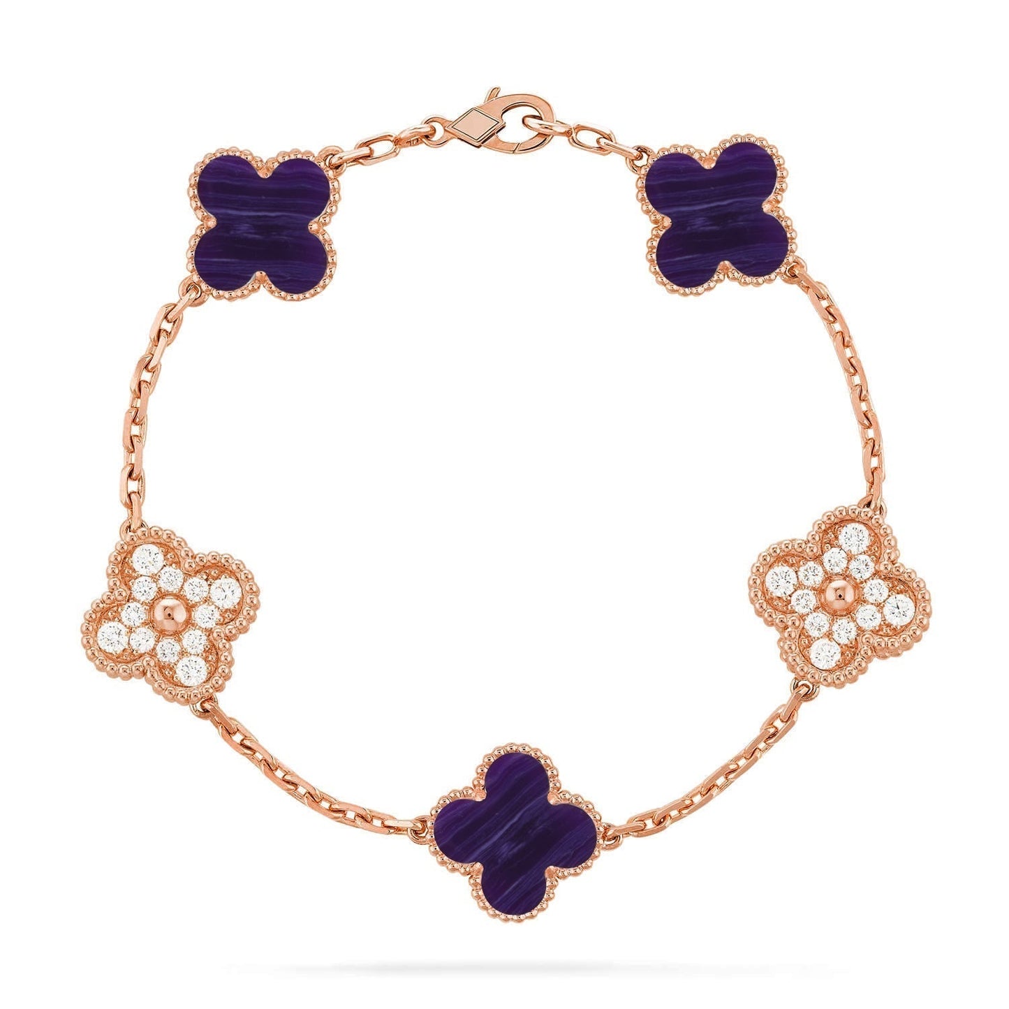 [⭐Luxery]CLOVER 5 MOTIF PURPLE STRIPES BRACELET COLLECTION