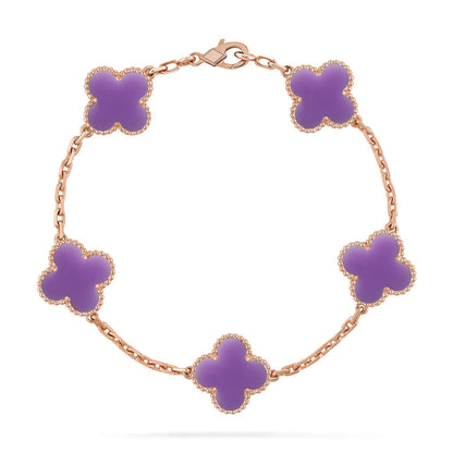 [⭐Luxery]CLOVER 5 MOTIF LIGHT PURPLE BRACELET COLLECTION