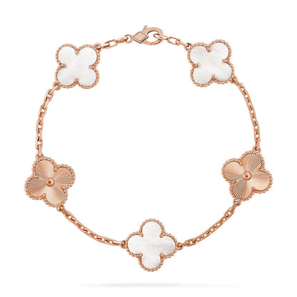 [⭐Luxery]CLOVER WHITE PEARL MOP 5 MOTIF BRACELET COLLECTION