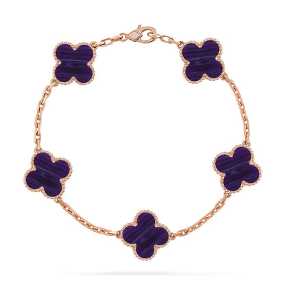 [⭐Luxery]CLOVER 5 MOTIF PURPLE STRIPES BRACELET COLLECTION