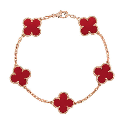 [⭐Luxery] CLOVER 5 MOTIF RED CORNELIAN BRACELET COLLECTION