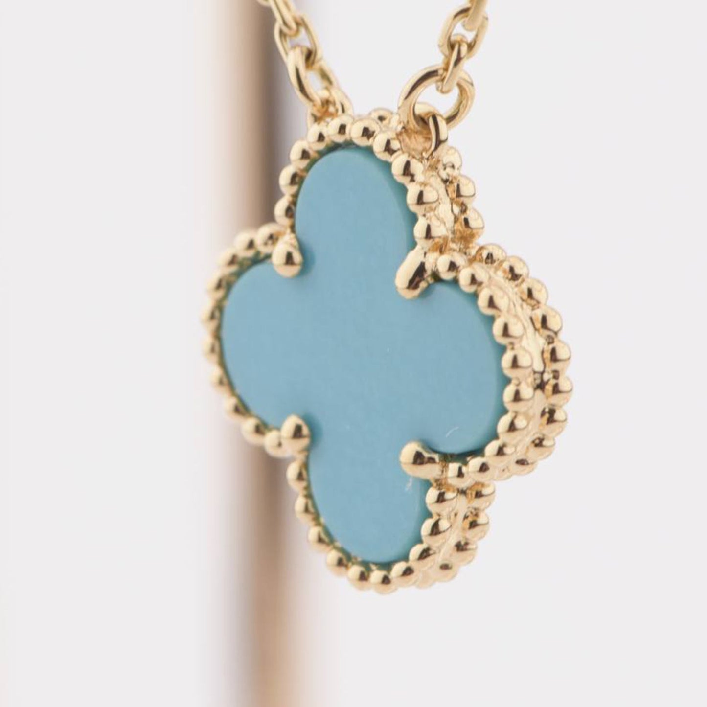 [⭐Luxery]CLOVER 15MM VINTAGE TURQUOISE NECKLACE