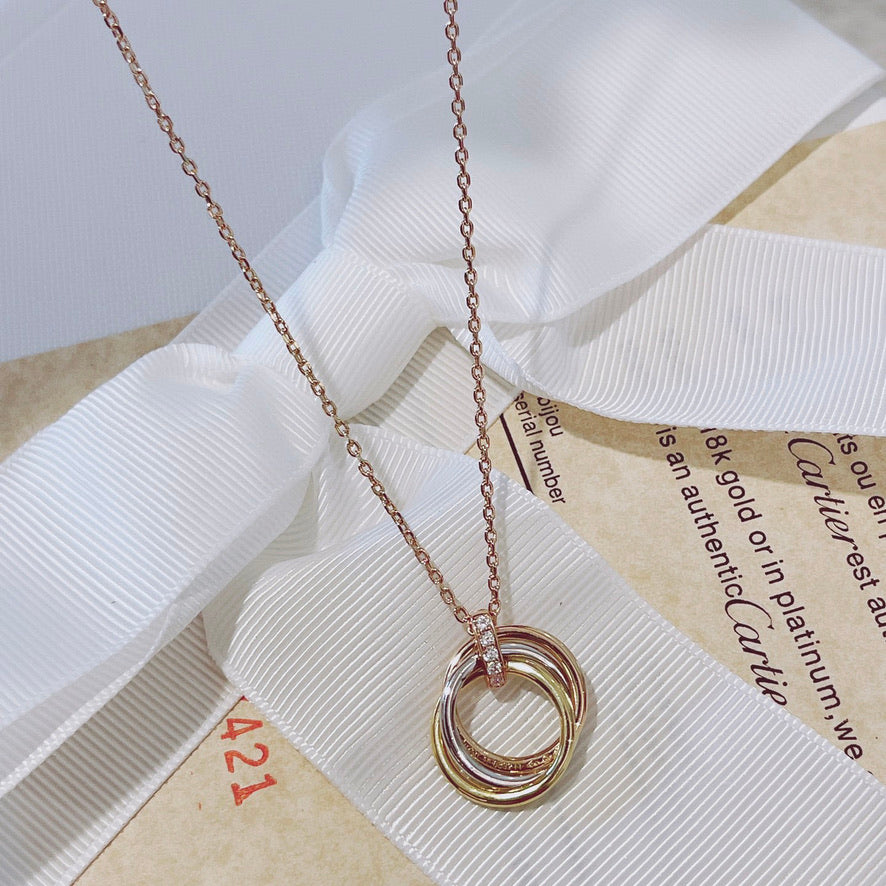 [⭐Luxery]TRINITY NECKLACE GOLD  DIAMONDS