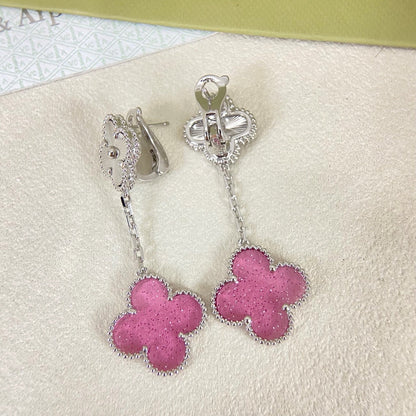 [⭐Luxery]2026 NEW CLOVER 2 MOTIF  BUBBLE PINK ENAMEL