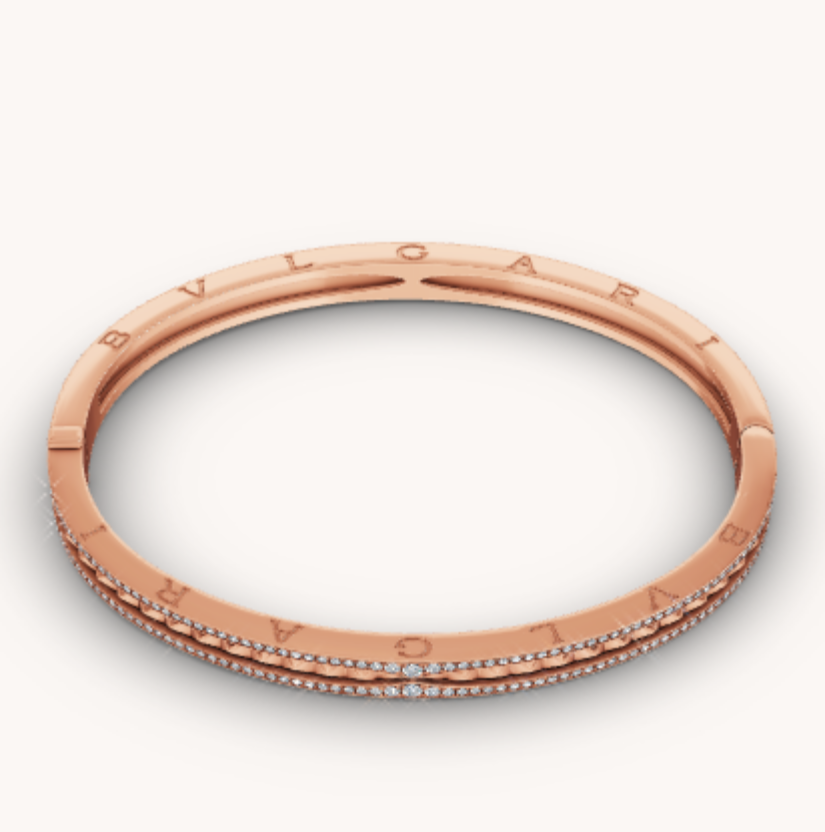 [⭐Luxery]ZERO 1 SPIRAL AND PAVED DIAMOND PINK GOLD BRACELET