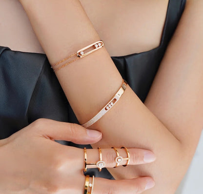 [⭐Luxery]Move Noa Rose Gold Pavé Diamond Bangle Bracelet