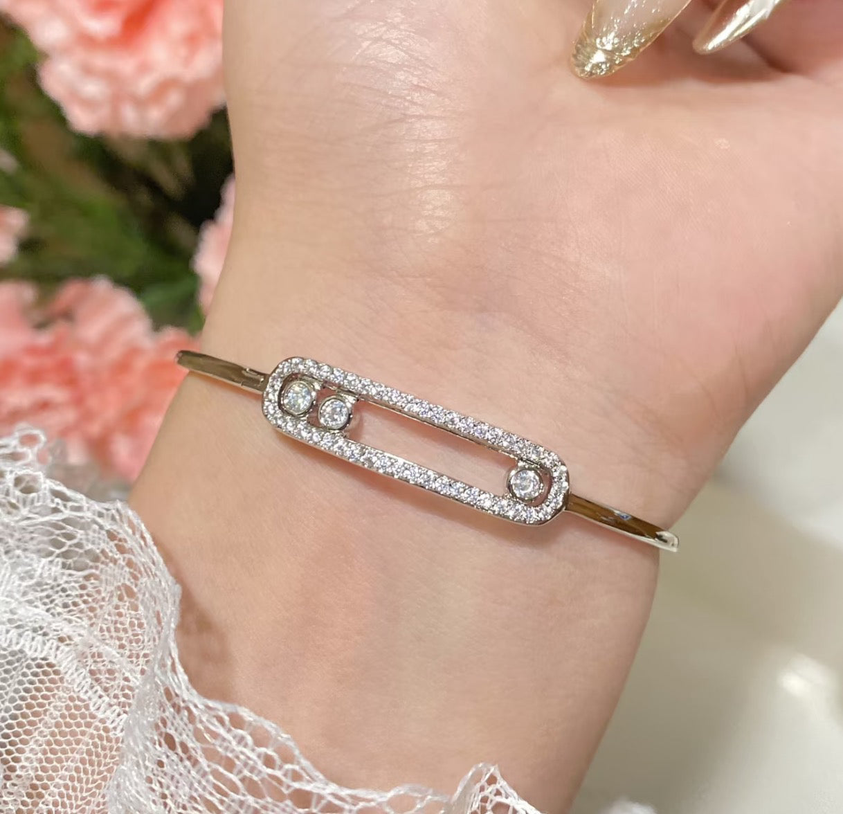 [⭐Luxery]Move Pavé Diamond Bangle Bracelet M