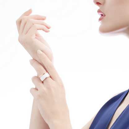[⭐Luxery]ZERO 1 FOUR-BAND LOOPS AND WHITE CERAMIC SPIRAL PINK GOLD RING