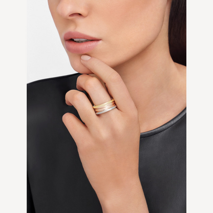 [⭐Luxery]ZERO 1 THREE-BAND ROSE WHITE AND YELLOW RING