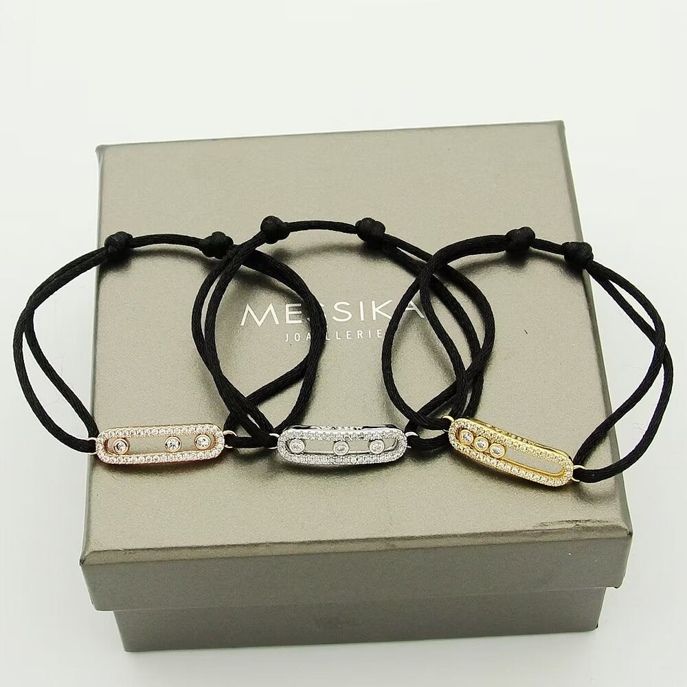 [⭐Luxery]Messika Care(s) pink cord pavé bracelet