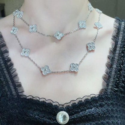 [⭐Luxery]CLOVER 20 MOTIFS FULL-DIAMOND NECKLACE