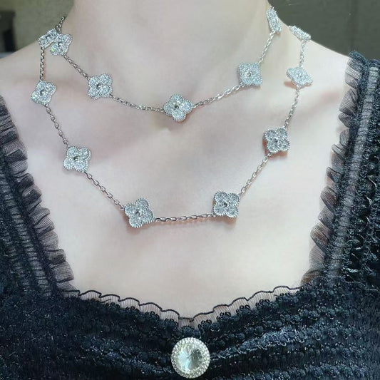 [⭐Luxery]CLOVER 20 MOTIFS FULL-DIAMOND NECKLACE