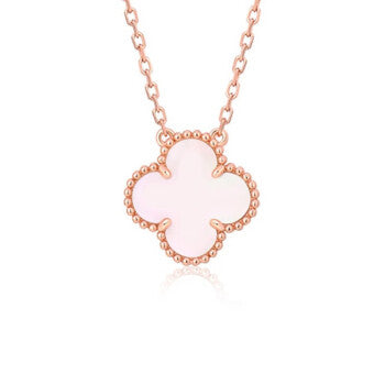 [⭐Luxery]CLOVER 15MM PINK MOTHER-OF-PEARL SINGLE FLOWER NECKLACE