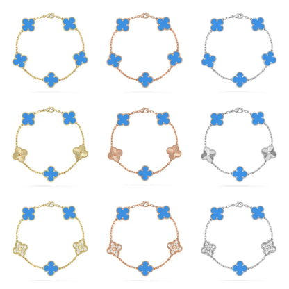 [⭐Luxery] CLOVER 5 MOTIF BLUE AGATE BRACELET COLLECTION