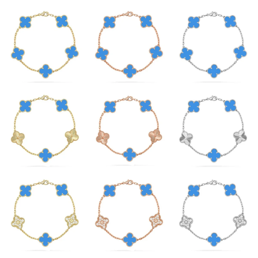 [⭐Luxery] CLOVER 5 MOTIF BLUE AGATE BRACELET COLLECTION