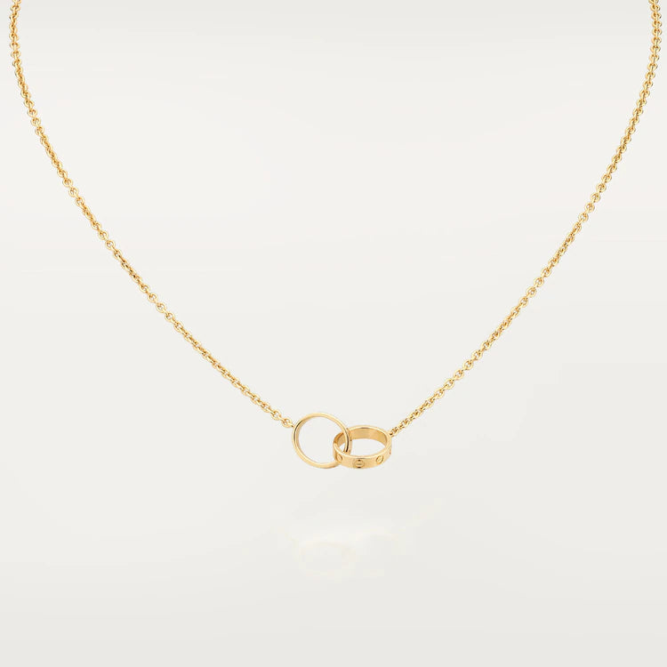 [⭐Luxery]LOVE NECKLACE DOUBLE RING GOLD