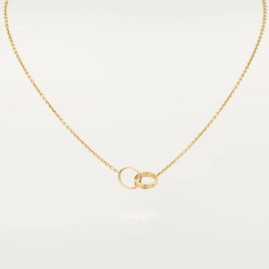 [⭐Luxery]LOVE NECKLACE DOUBLE RING GOLD