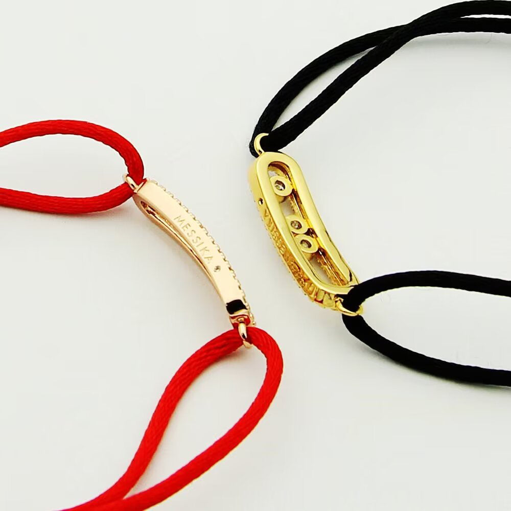 [⭐Luxery]Messika Care(s) pink cord pavé bracelet