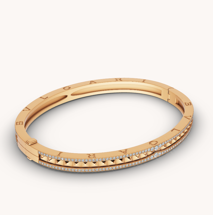 [⭐Luxery]ZERO 1 SPIRAL AND PAVED DIAMOND GOLD BRACELET