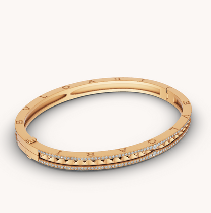 [⭐Luxery]ZERO 1 SPIRAL AND PAVED DIAMOND GOLD BRACELET