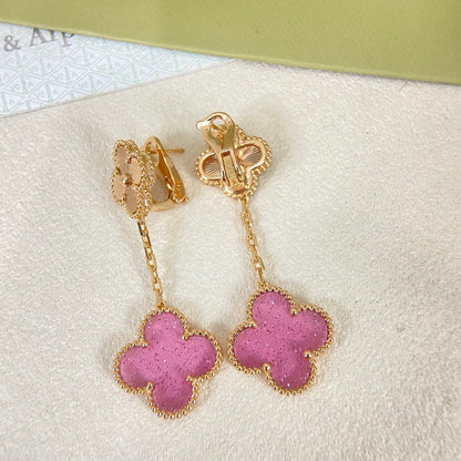 [⭐Luxery]2026 NEW CLOVER 2 MOTIF  BUBBLE PINK ENAMEL