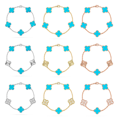 [⭐Luxery] CLOVER 5 MOTIF TURQUOISE BRACELET COLLECTION